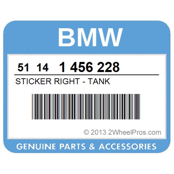 BMW 51141456228 Sticker Right - Tank