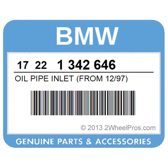 BMW 17221342646 Oil Pipe Inlet (From 12/97)