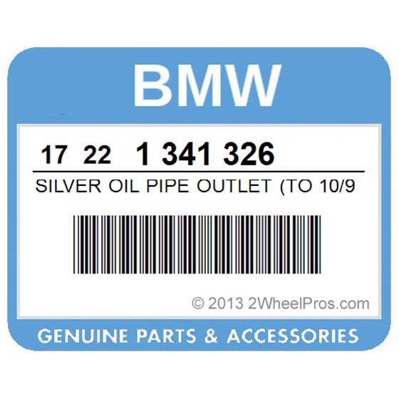 BMW 17221341326 Silver Oil Pipe Outlet (To 10/95)