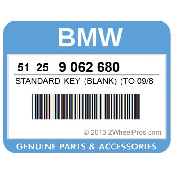 BMW 51259062680 Standard Key (Blank) (To 09/80)