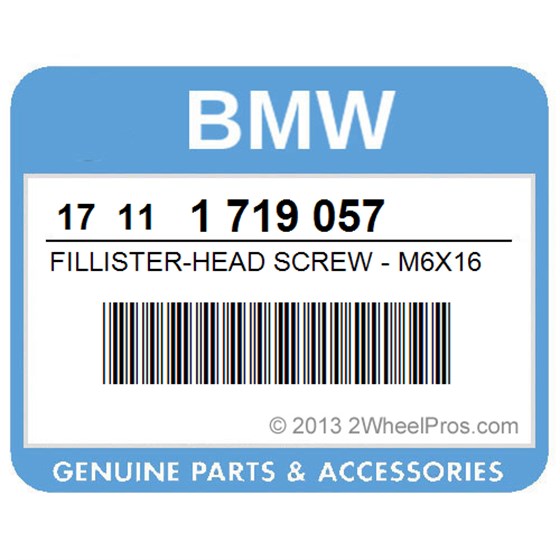 BMW 17111719057 Fillister-Head Screw - M6x16