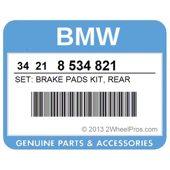 BMW 34218534821 Set: Brake Pads Kit, Rear