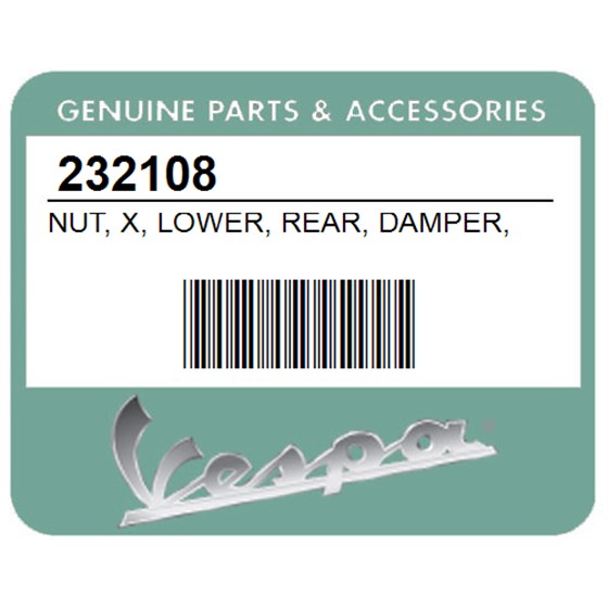Vespa 232108 Nut, X, Lower, Rear, Damper, Fixing, -M10, H8, 6