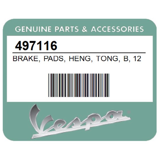 Vespa 497116 Brake, Pads, Heng, Tong, B, 125/200,