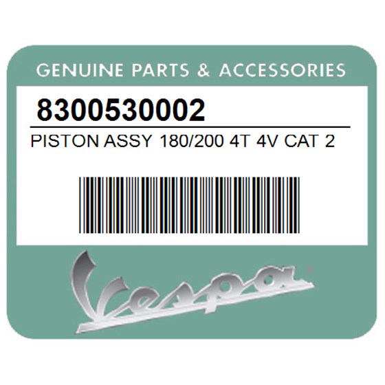 Vespa 8300530002 Piston Assy 180/200 4T 4V Cat 2