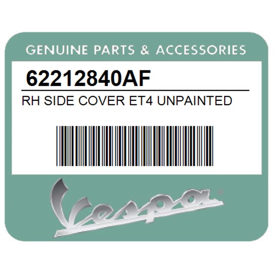 Vespa 62212840AF Rh Side Cover Et4 Unpainted