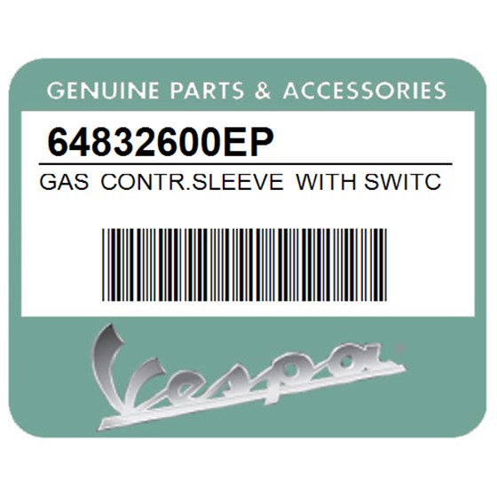 Vespa 64832600EP Gas Contr.Sleeve With Switch
