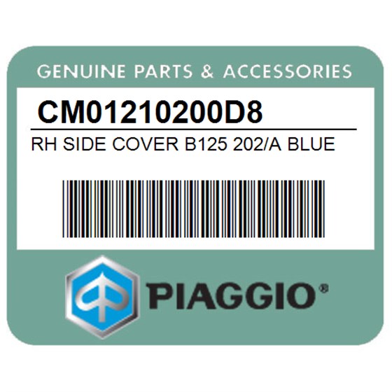 Piaggio CM01210200D8 Rh Side Cover B125 202/A Blue