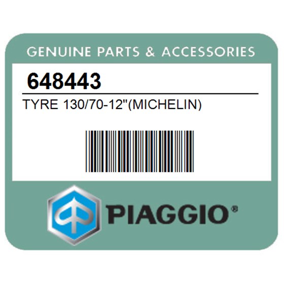 Piaggio 648443 Tyre 130/70-12"(Michelin)