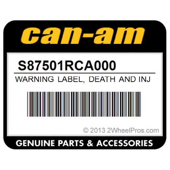 Can-Am S87501RCA000 Warning Label, Death And Injury