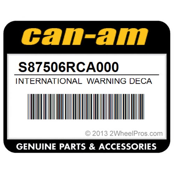Can-Am S87506RCA000 International Warning Decal. International