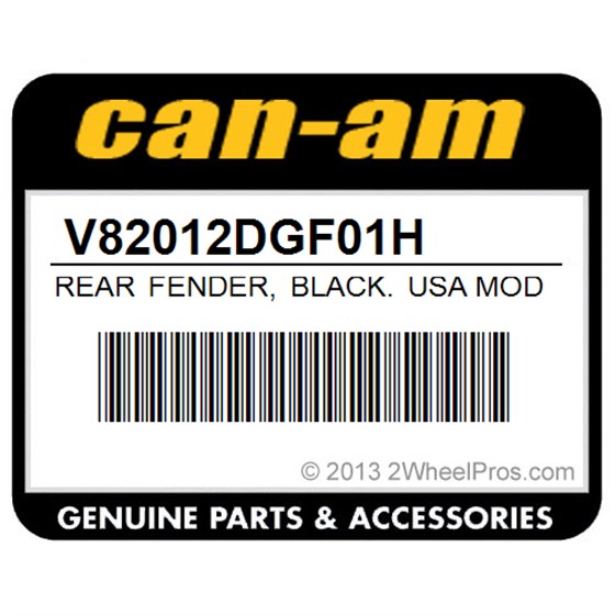 Can-Am V82012DGF01H Rear Fender, Black. Usa Model