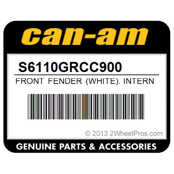 Can-Am S6110GRCC900 Front Fender (White). International