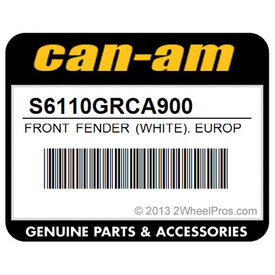 Can-Am S6110GRCA900 Front Fender (White). Europe