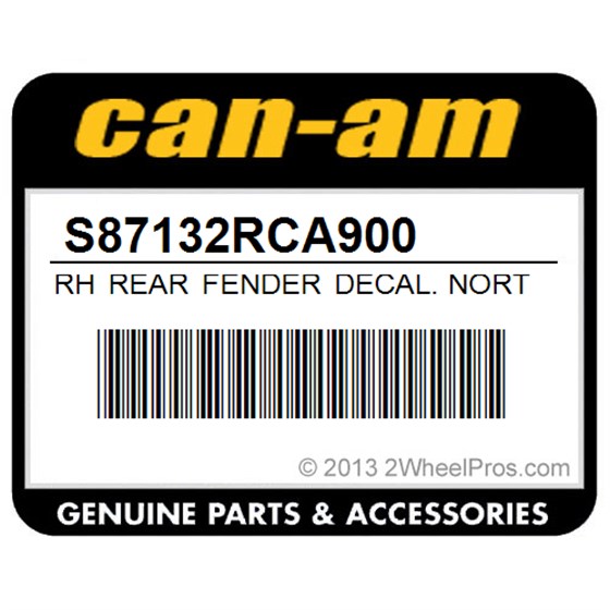 Can-Am S87132RCA900 Rh Rear Fender Decal. North America