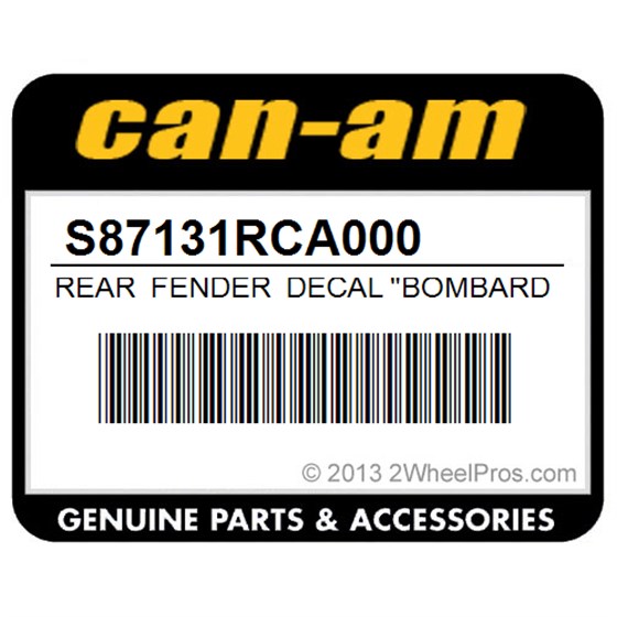 Can-Am S87131RCA000 Rear Fender Decal "Bombardier"
