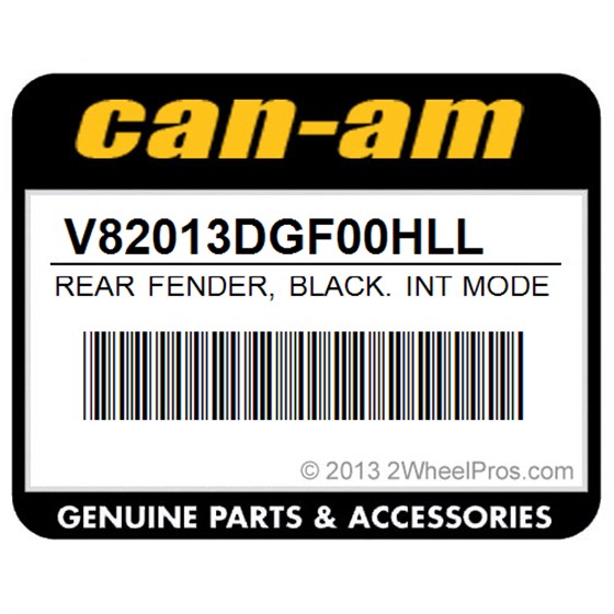 Can-Am V82013DGF00HLL Rear Fender, Black. Int Model