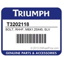 Triumph T3202118 Bolt, Rhhf, M8x1.25X45, Slv