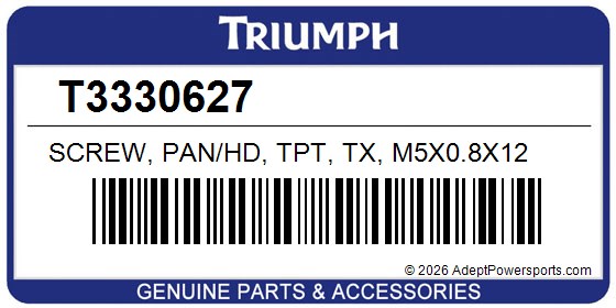 Triumph T3330627 Screw, Pan/Hd, Tpt, Tx, M5x0.8X12