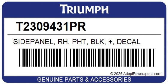 Triumph T2309431PR Sidepanel, Rh, Pht, Blk, +, Decal