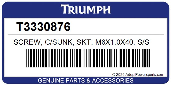 Triumph T3330876 Screw, C/Sunk, Skt, M6x1.0X40, S/S