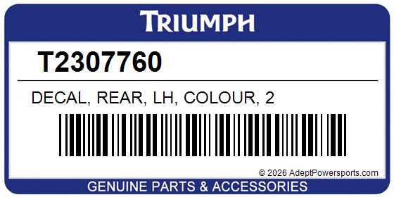 Triumph T2307760 Decal, Rear, Lh, Colour, 2