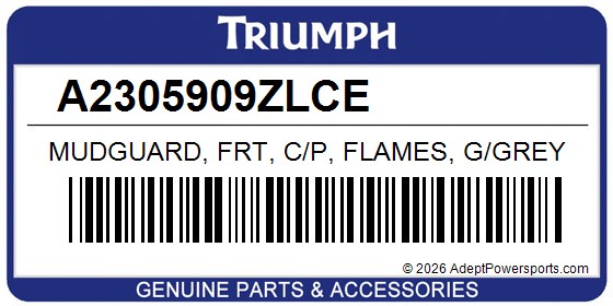 Triumph A2305909ZLCE Mudguard, Frt, C/P, Flames, G/Grey