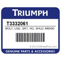 Triumph T3332061 Bolt, Lge, Skt, Hd, Shld, M6x50.5