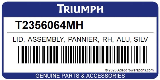 Triumph T2356064MH Lid, Assembly, Pannier, Rh, Alu, Silver