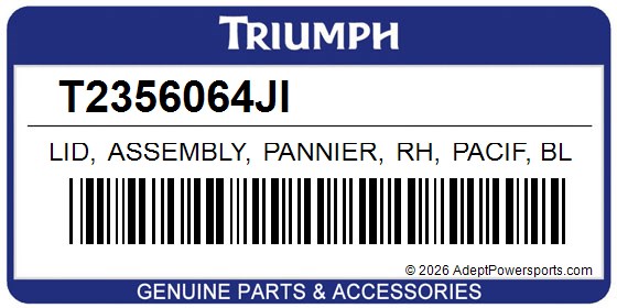 Triumph T2356064JI Lid, Assembly, Pannier, Rh, Pacif, Blue