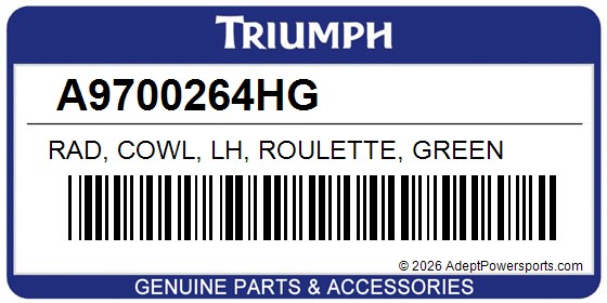 Triumph A9700264HG Rad, Cowl, Lh, Roulette, Green