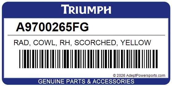 Triumph A9700265FG Rad, Cowl, Rh, Scorched, Yellow