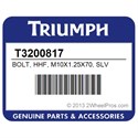 Triumph T3200817 Bolt, Hhf, M10x1.25X70, Slv