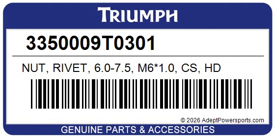 Triumph 3350009T0301 Nut, Rivet, 6.0-7.5, M6*1.0, Cs, Hd