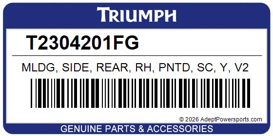 Triumph T2304201FG Mldg, Side, Rear, Rh, Pntd, Sc, Y, V2
