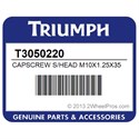 Triumph T3050220 Capscrew S/Head M10x1.25X35