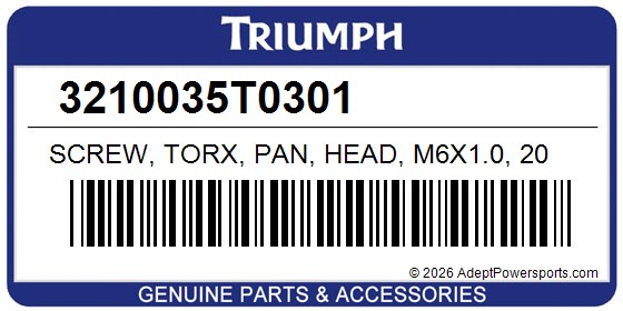 Triumph 3210035T0301 Screw, Torx, Pan, Head, M6x1.0, 20