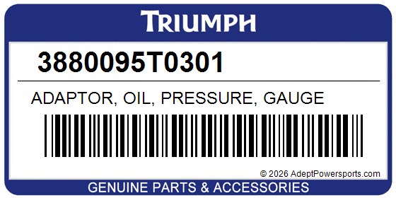 Triumph 3880095T0301 Adaptor, Oil, Pressure, Gauge