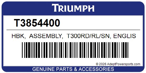 Triumph T3854400 Hbk, Assembly, T300rd/Rl/Sn, English