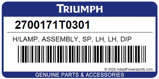 Triumph 2700171T0301 H/Lamp, Assembly, Sp, Lh, Lh, Dip