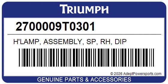 Triumph 2700009T0301 H'lamp, Assembly, Sp, Rh, Dip