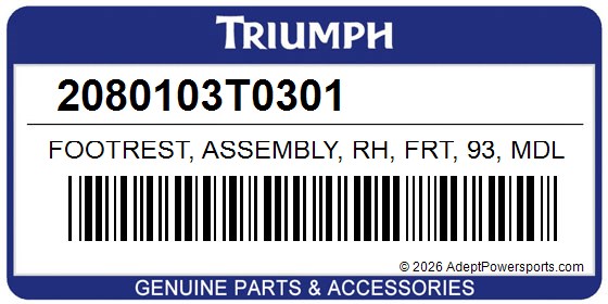 Triumph 2080103T0301 Footrest, Assembly, Rh, Frt, 93, Mdl