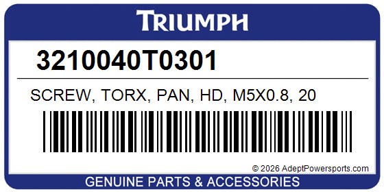 Triumph 3210040T0301 Screw, Torx, Pan, Hd, M5x0.8, 20