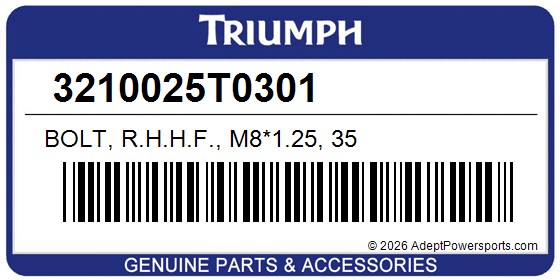 Triumph 3210025T0301 Bolt, R.H.H.F., M8*1.25, 35