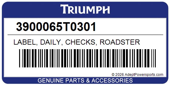 Triumph 3900065T0301 Label, Daily, Checks, Roadster