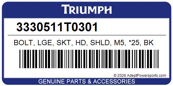 Triumph 3330511T0301 Bolt, Lge, Skt, Hd, Shld, M5, *25, Bk