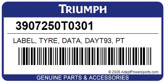 Triumph 3907250T0301 Label, Tyre, Data, Dayt93, Pt