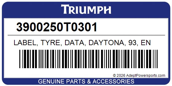 Triumph 3900250T0301 Label, Tyre, Data, Daytona, 93, En