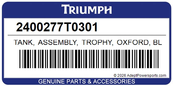 Triumph 2400277T0301 Tank, Assembly, Trophy, Oxford, Blue