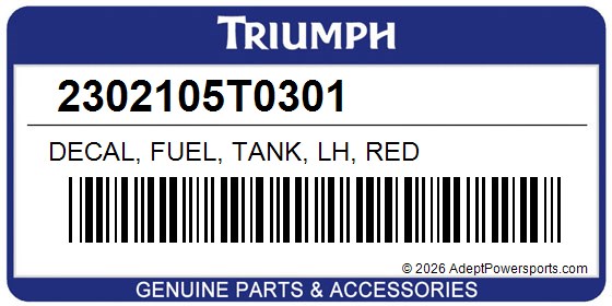 Triumph 2302105T0301 Decal, Fuel, Tank, Lh, Red